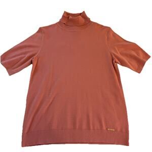 NWT Anne Klein Pink Short Sleeve Women’s Turtleneck Shirt Size Large MSRP $79